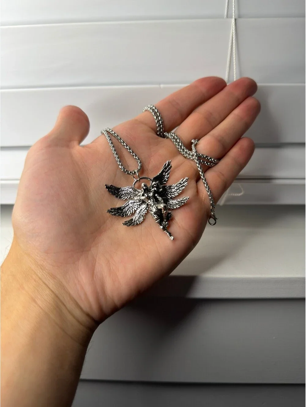 Archangel Silver Necklace Y2K A-32